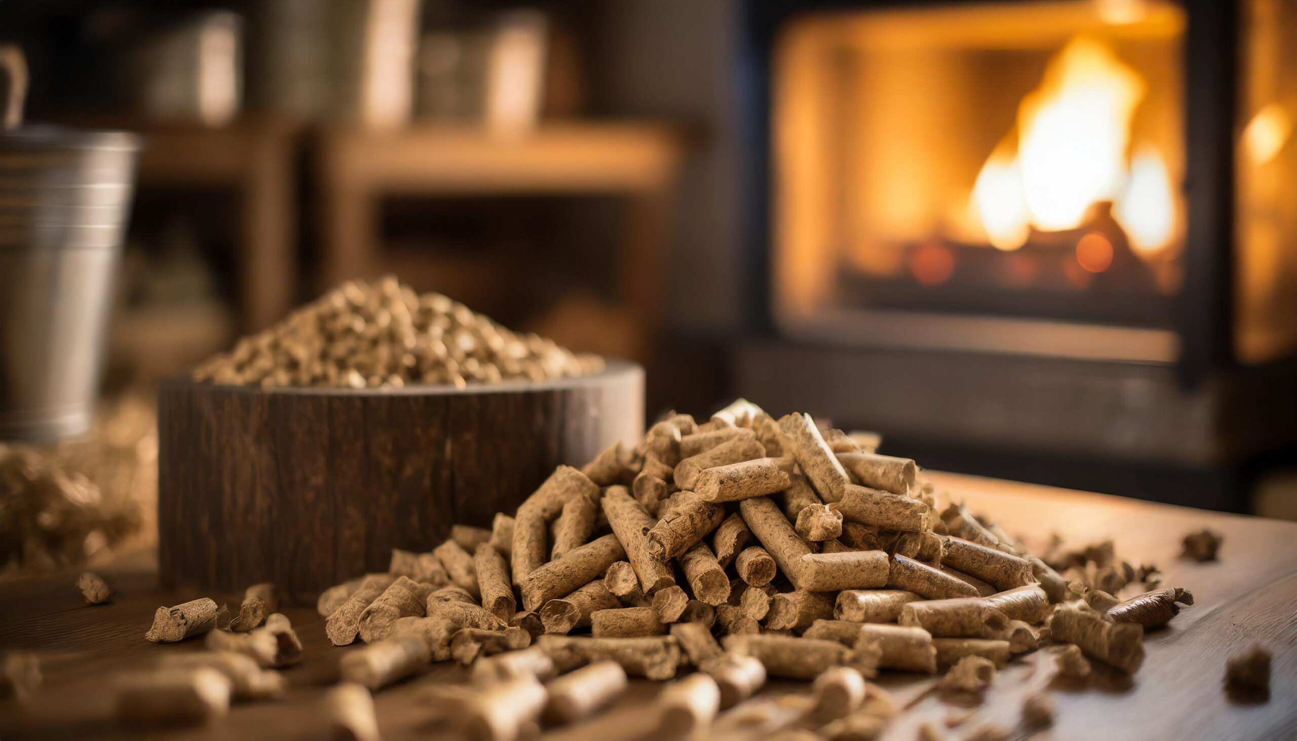 wood pellets stove symbolizing warmth sustainability indoors scaled